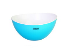 Plastic dbl wall salad bowl 25x12 turq