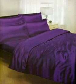 bed linen satin uni purpl single 140x200